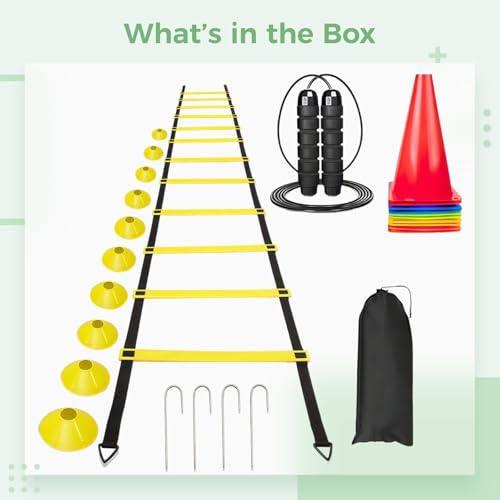 Agility Ladder Training Set with Cones and Carry Bag