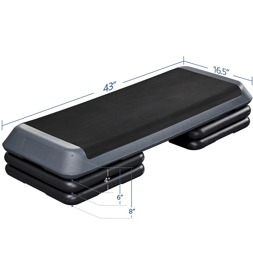 Yaheetech 43in Aerobic Step Platform, 3-Level Adjustable Workout Bench