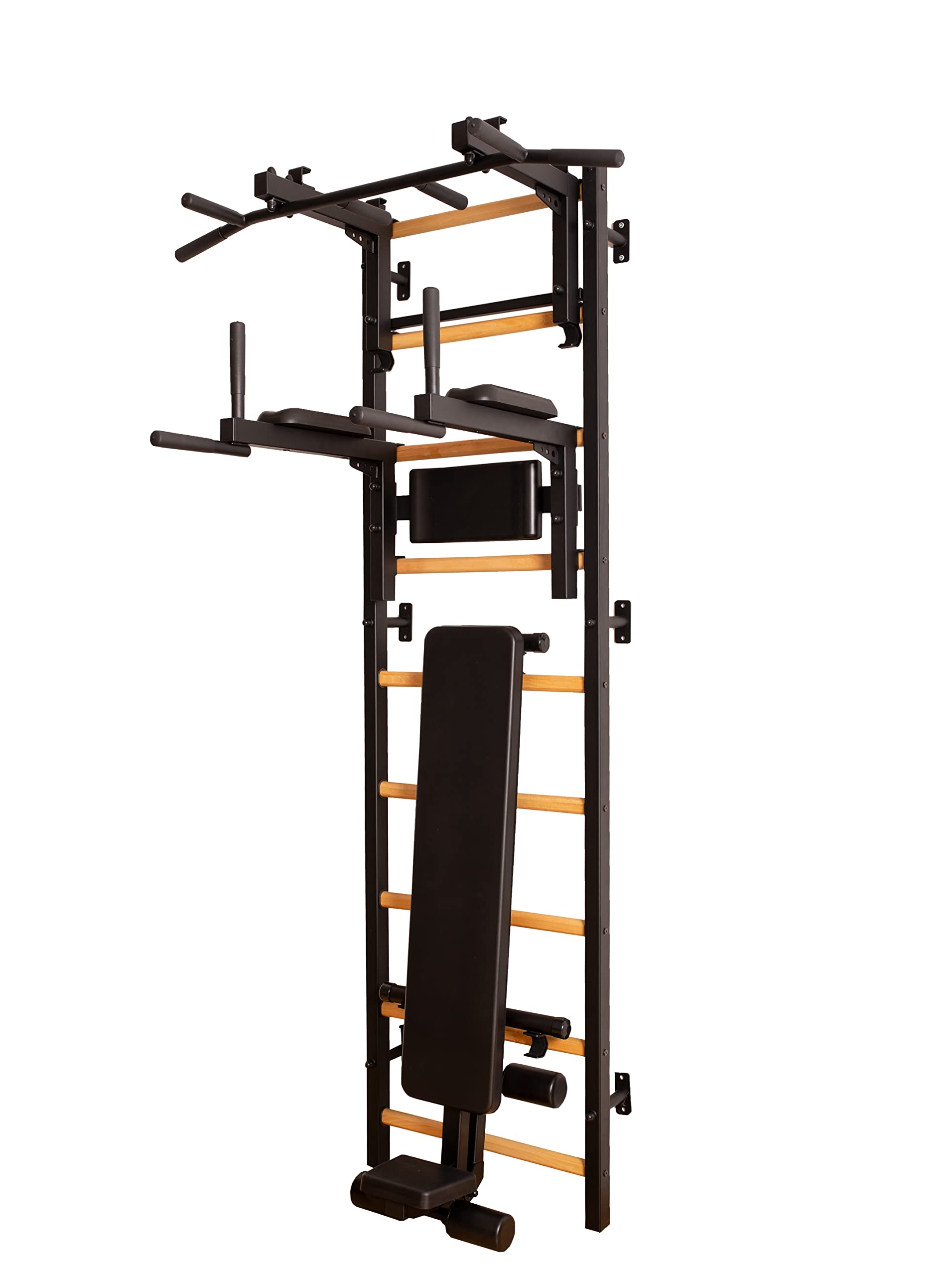 Wooden Swedish Wall Ladder with Chin-Up Bar