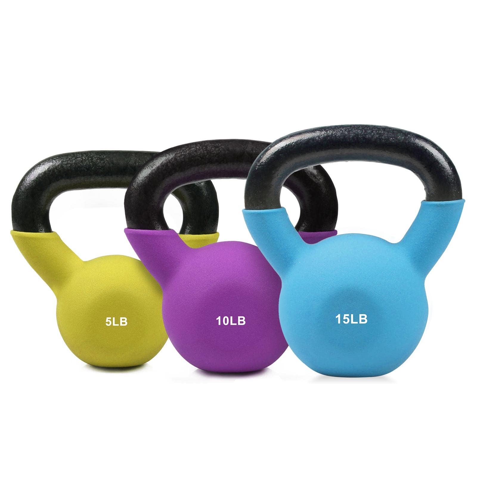 RitFit Neoprene Coated Kettlebell Weight Set, Solid Cast Iron