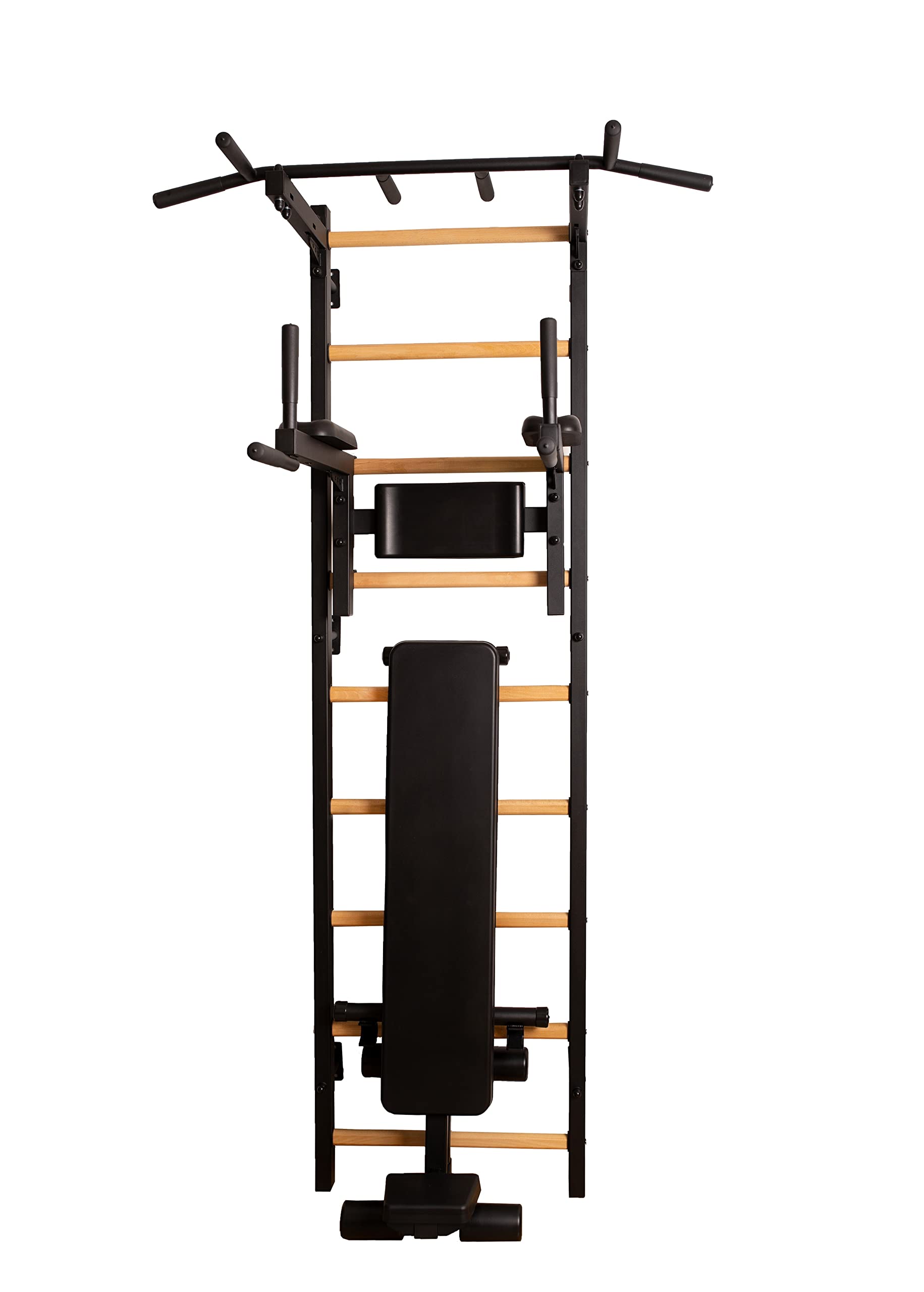 Wooden Swedish Wall Ladder with Chin-Up Bar