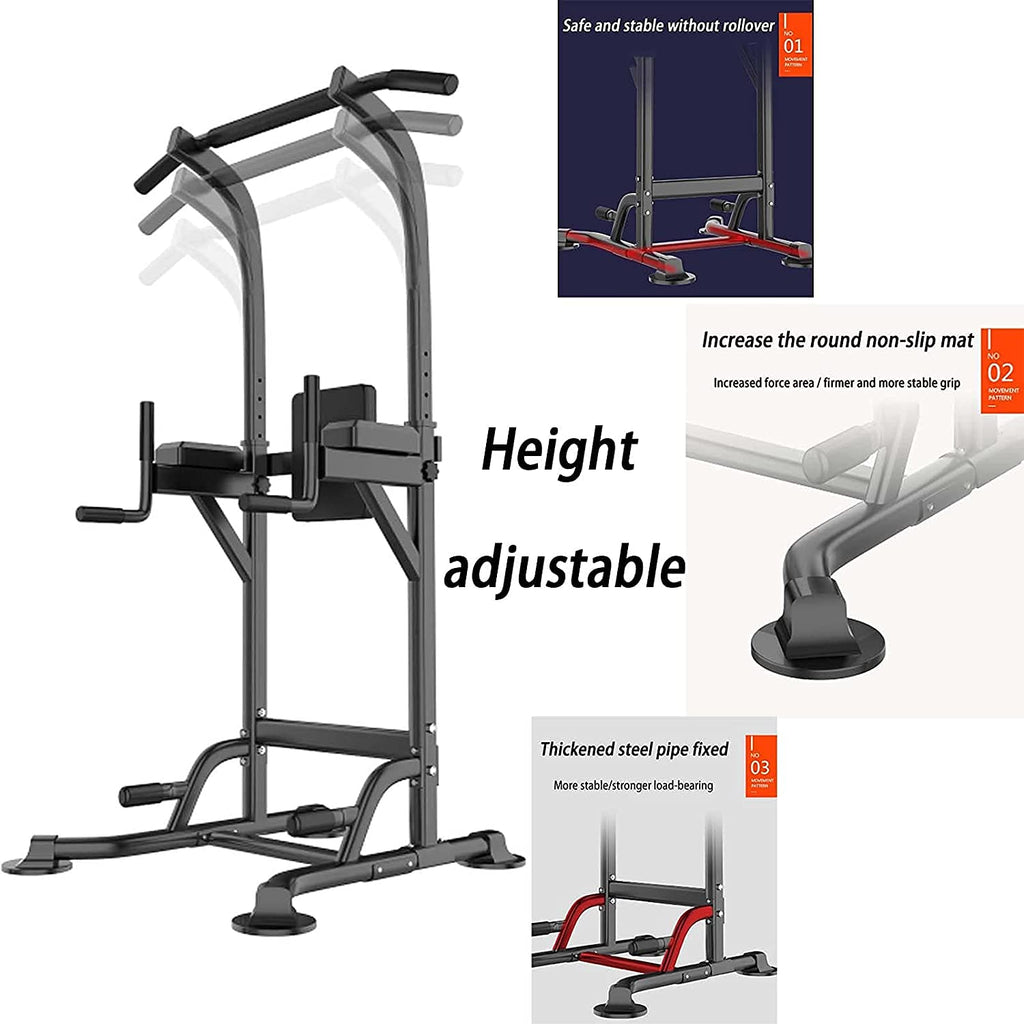 Height Adjustable Power Tower with Pull-Up and Dip Station