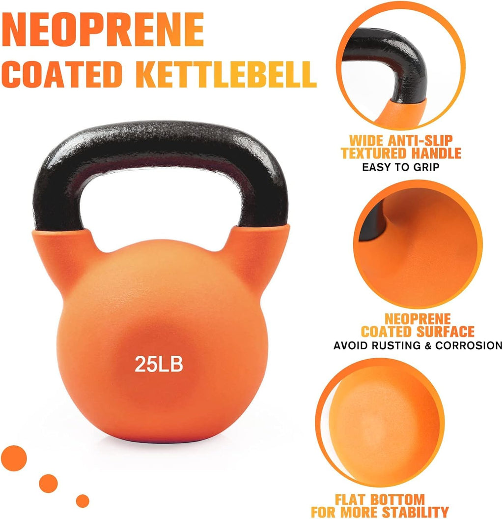 RitFit Neoprene Coated Kettlebell Weight Set, Solid Cast Iron