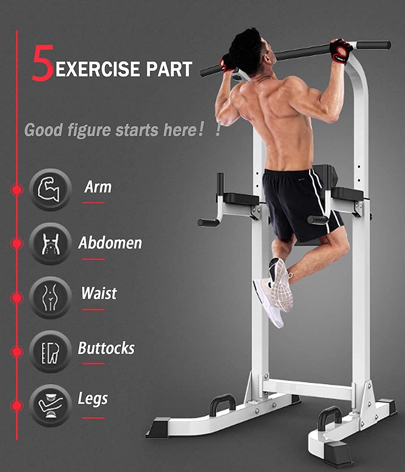 Multi-Function Power Tower with Pull-Up and Dip Station