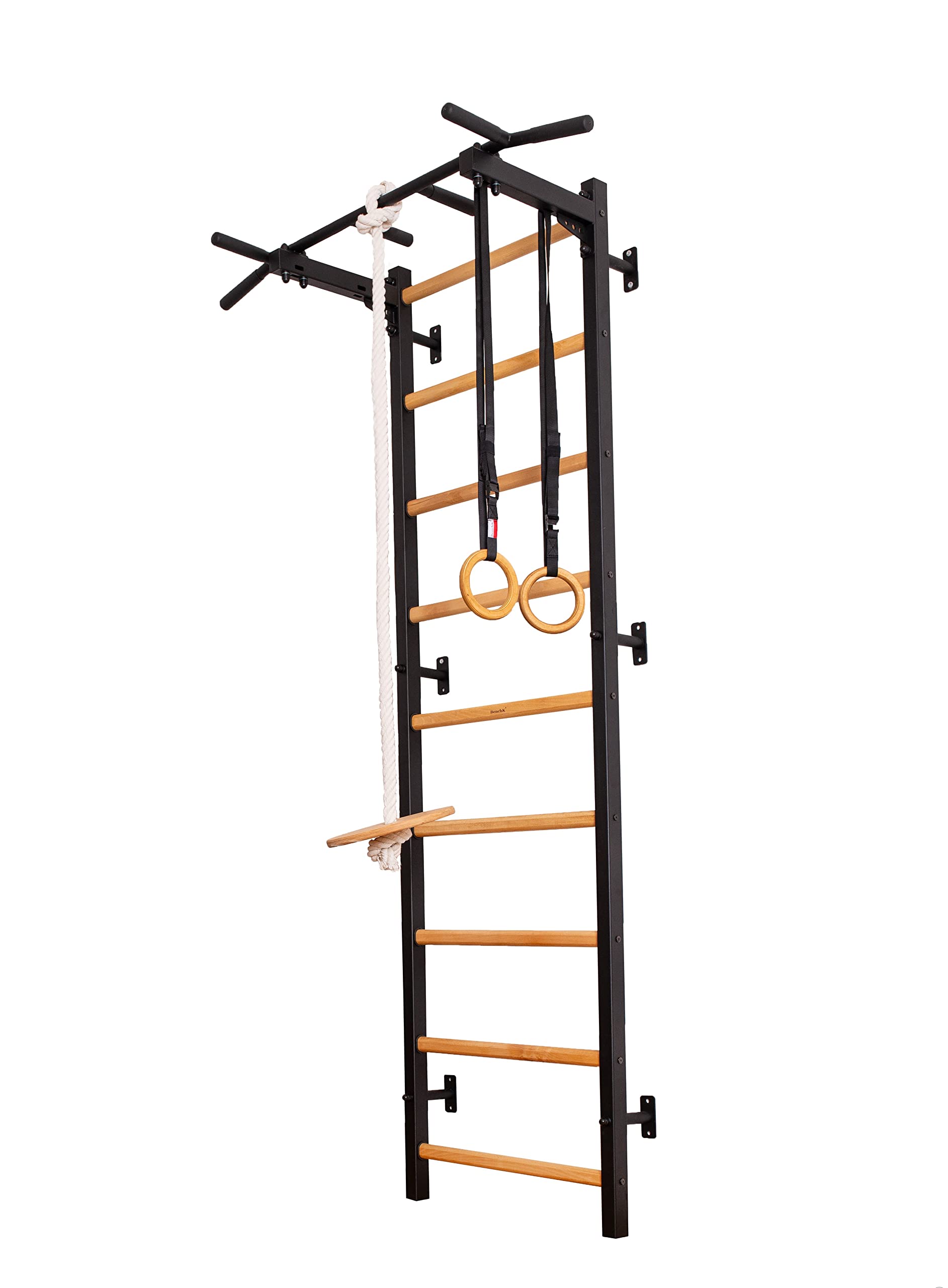 Wooden Swedish Wall Ladder with Chin-Up Bar