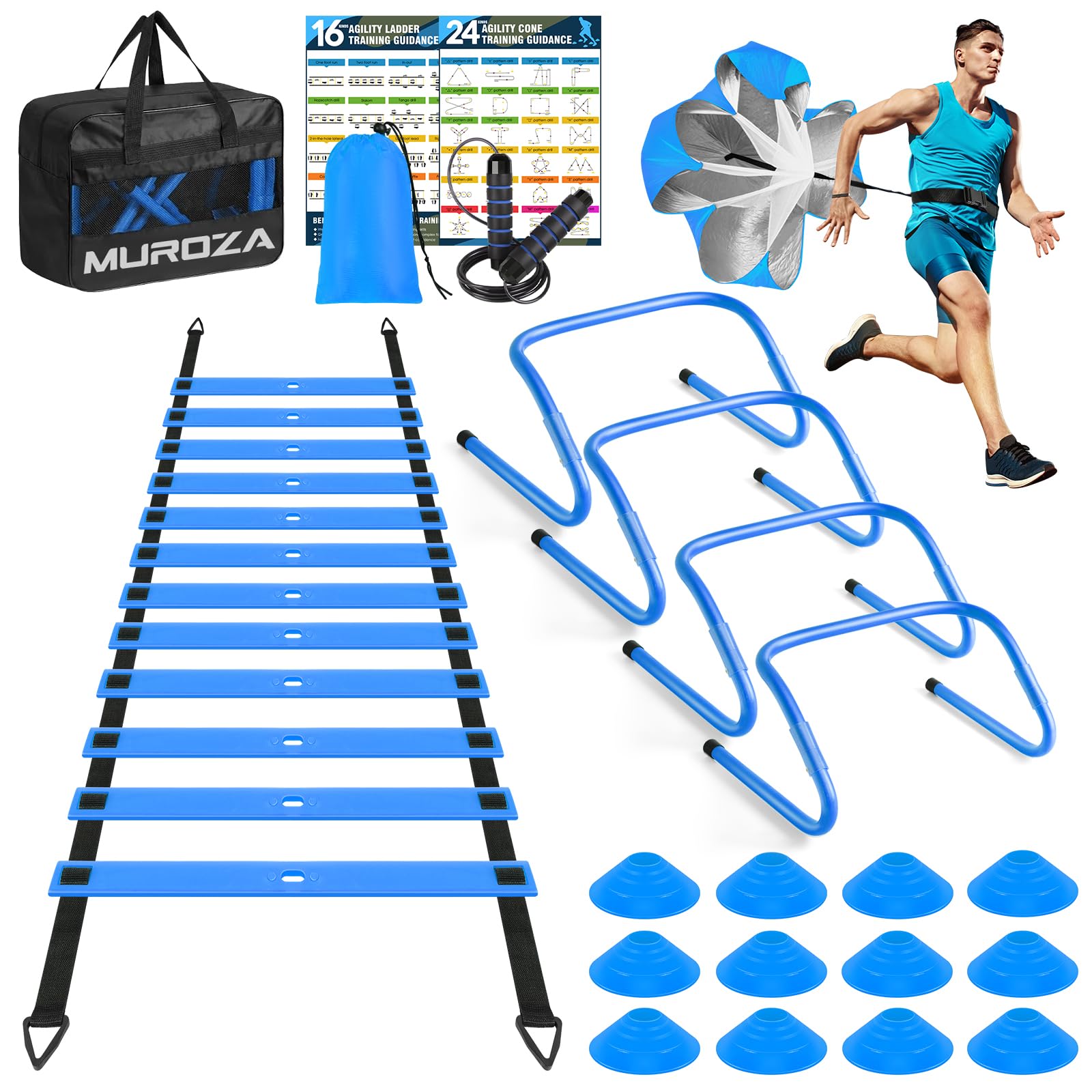 Agility Ladder, Agility Speed Training Equipment Set, 20ft Speed Ladder