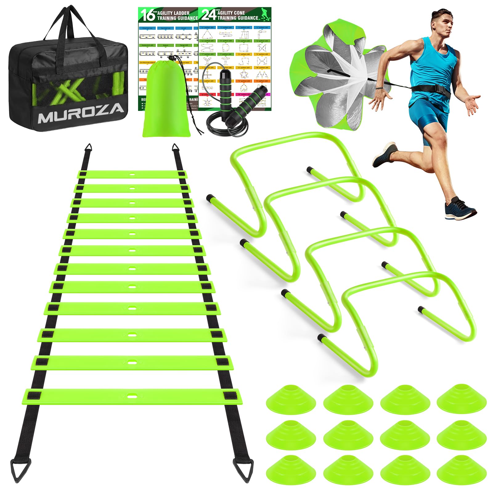 Agility Ladder, Agility Speed Training Equipment Set, 20ft Speed Ladder