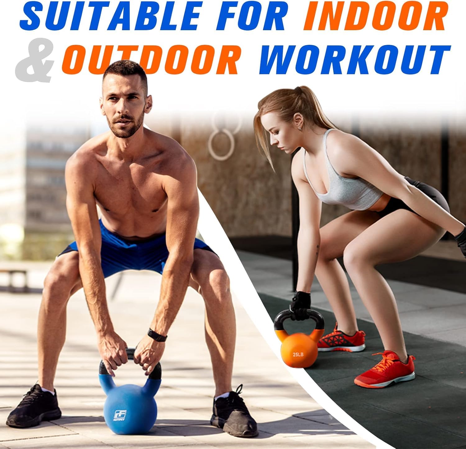 RitFit Neoprene Coated Kettlebell Weight Set, Solid Cast Iron