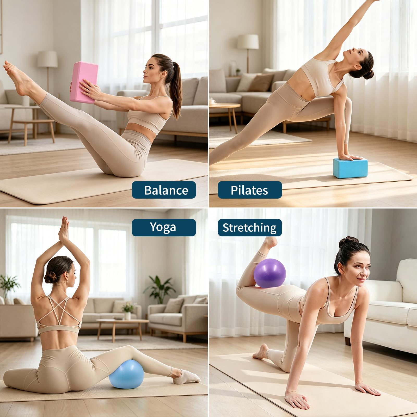 20-Piece Yoga Block and Pilates Ball Set