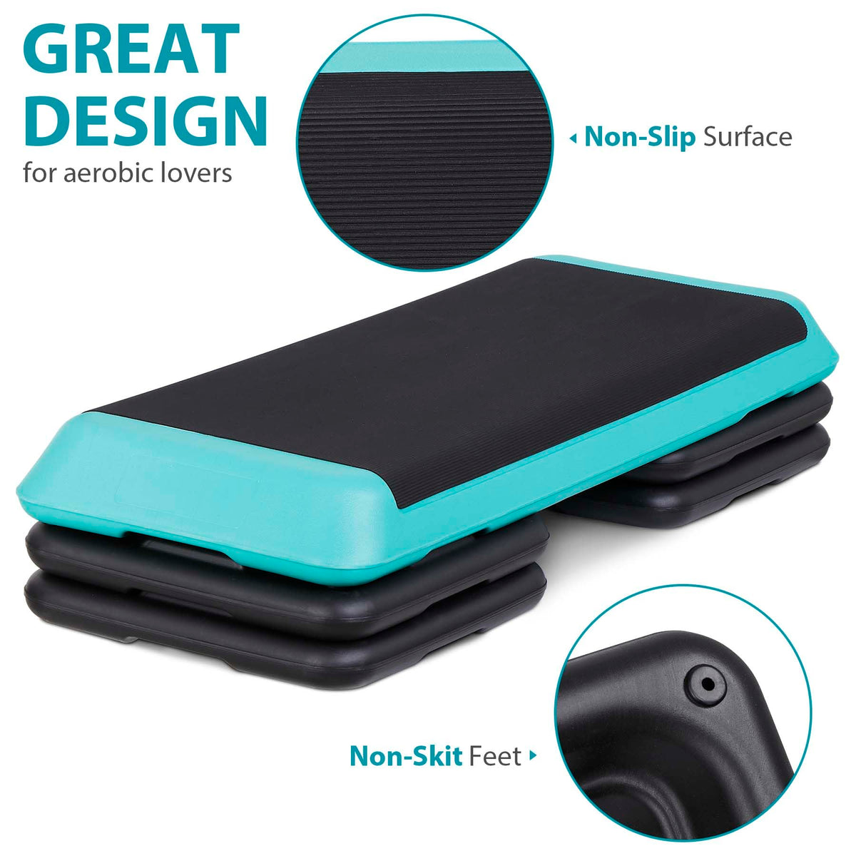 Adjustable Aerobic Step Platform with Risers