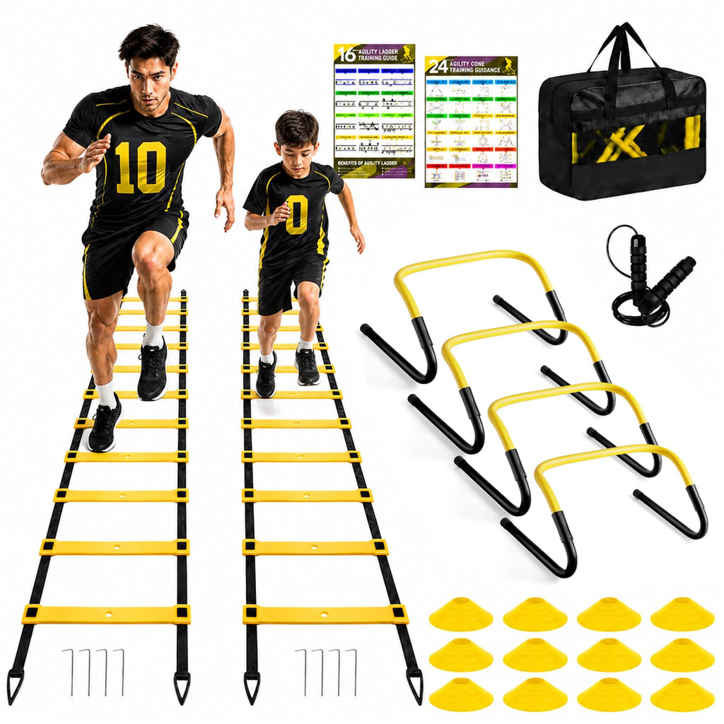 BORNEW 2 Pack Agility Ladder, Soccer Speed Training Equipment Set