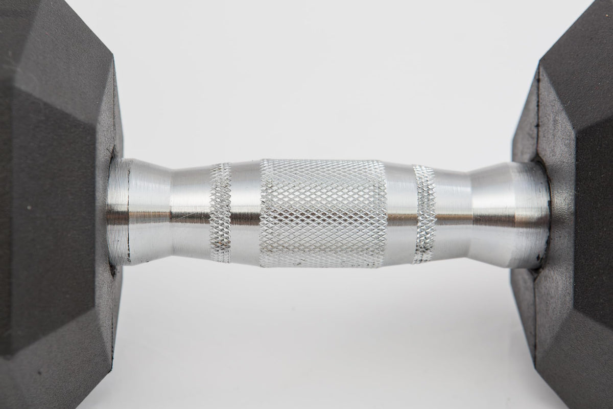 Rubber Coated Hex Dumbbell Set with Ergonomic Chrome Handle