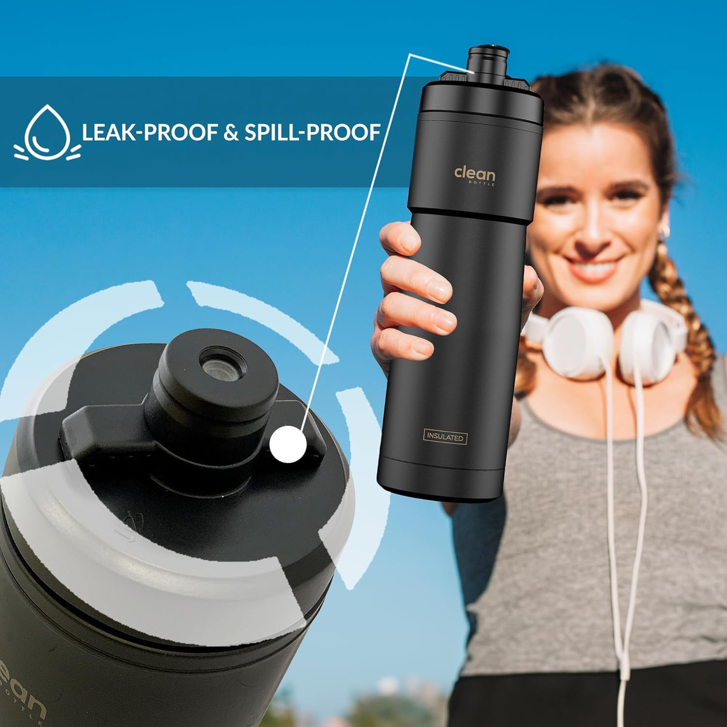 Insulated Sports Water Bottle Set