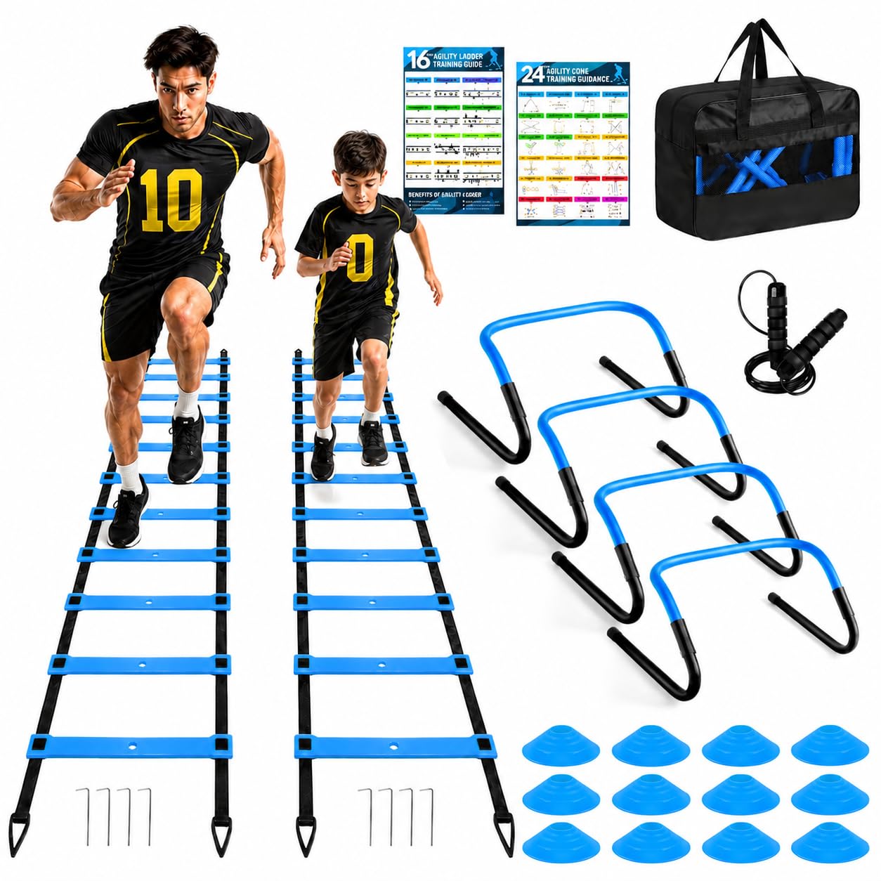 BORNEW 2 Pack Agility Ladder, Soccer Speed Training Equipment Set