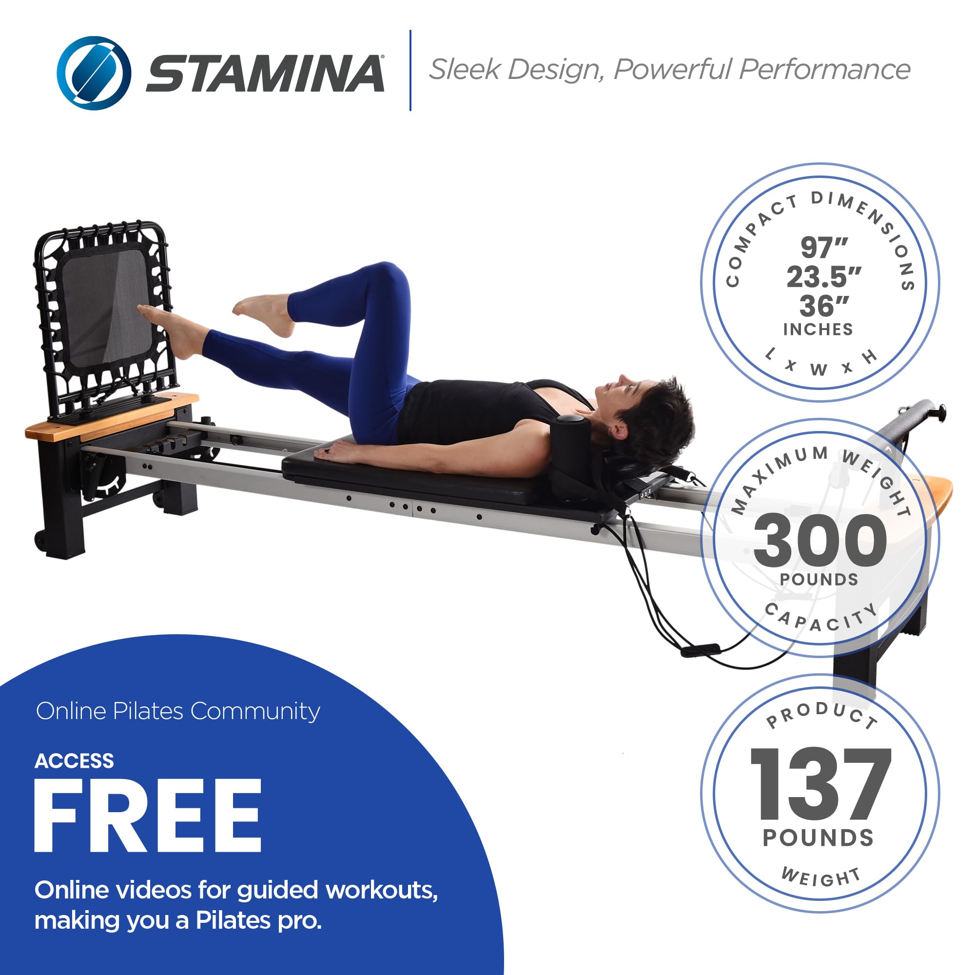 Pilates Reformer with Cardio Rebounder and Resistance Springs