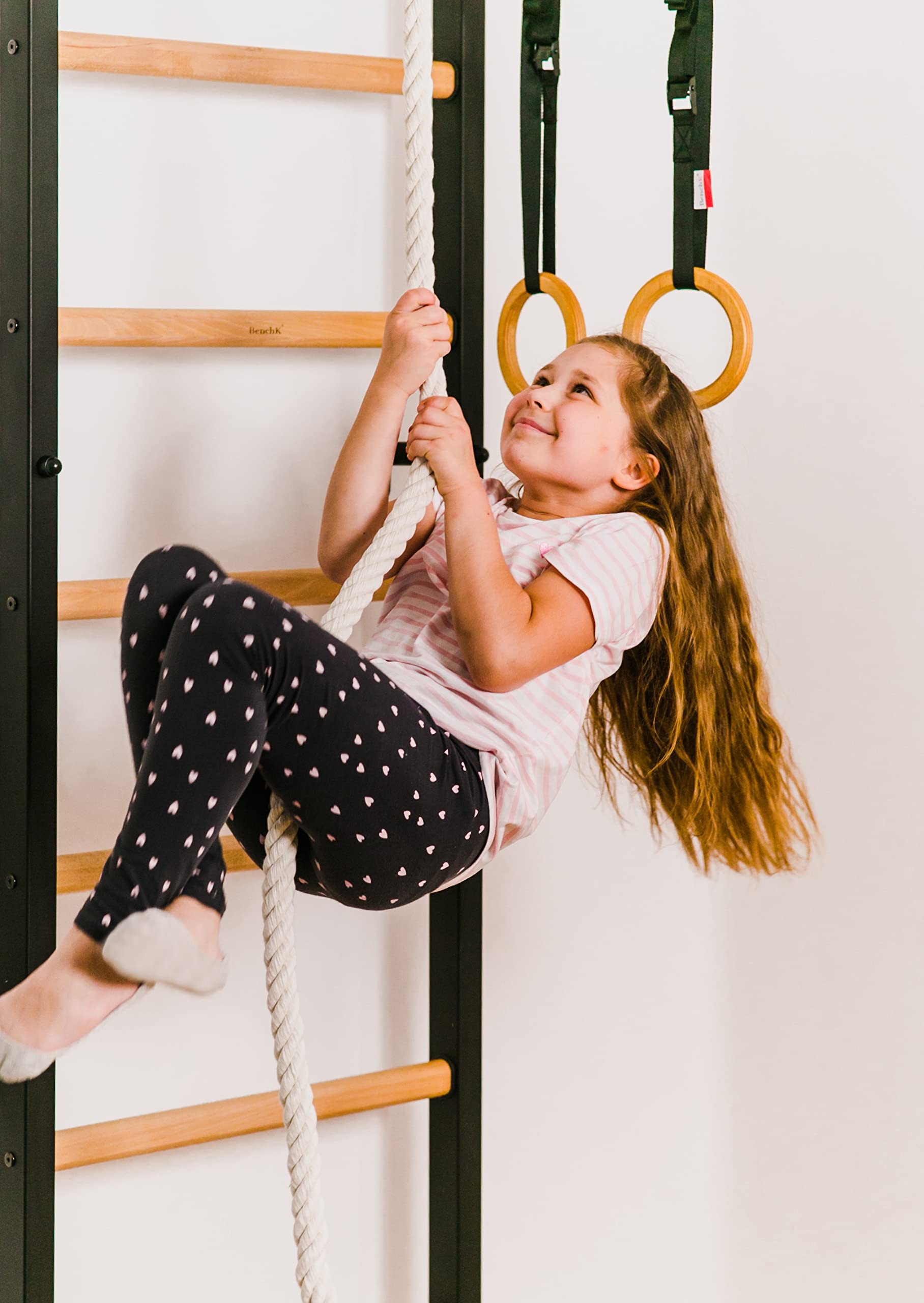 Wooden Swedish Wall Ladder with Chin-Up Bar