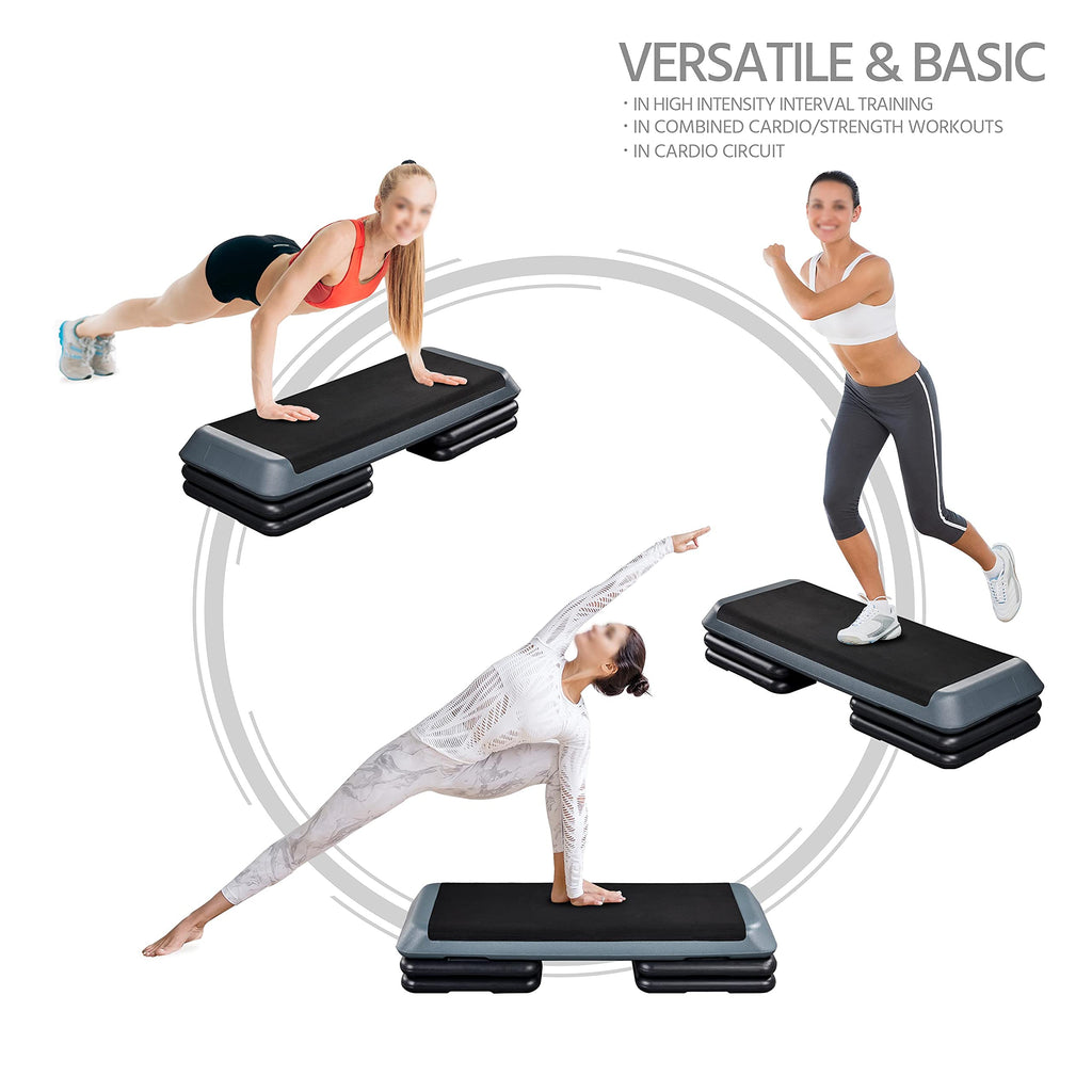 Yaheetech 43in Aerobic Step Platform, 3-Level Adjustable Workout Bench