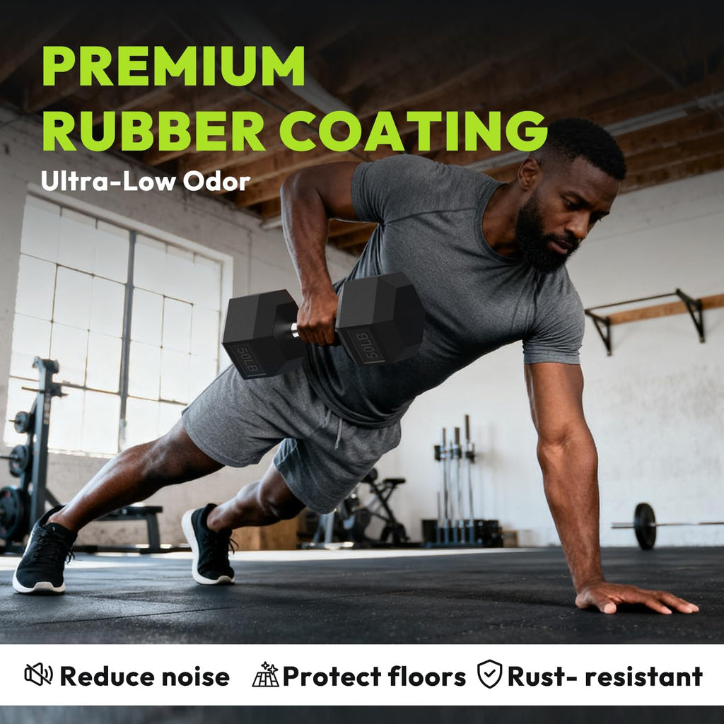 Adjustable Rubber Hex Dumbbell Set