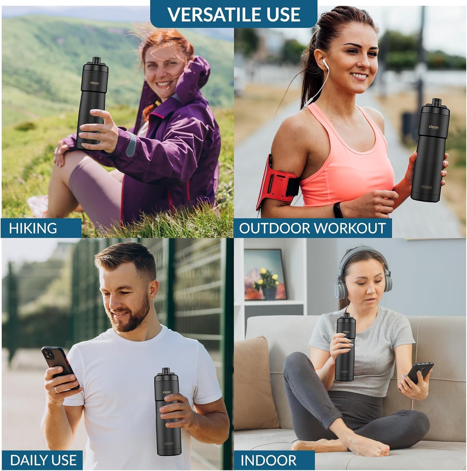 Insulated Sports Water Bottle Set