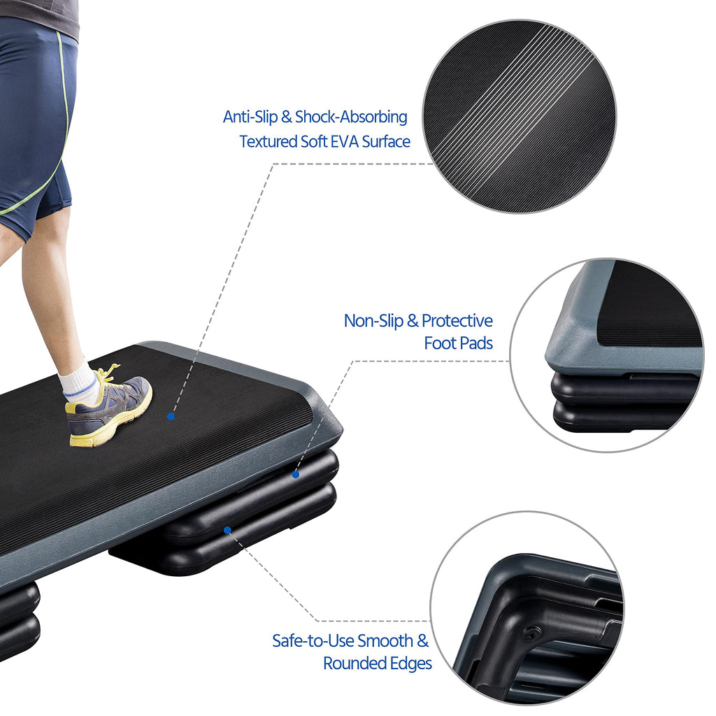 Yaheetech 43in Aerobic Step Platform, 3-Level Adjustable Workout Bench