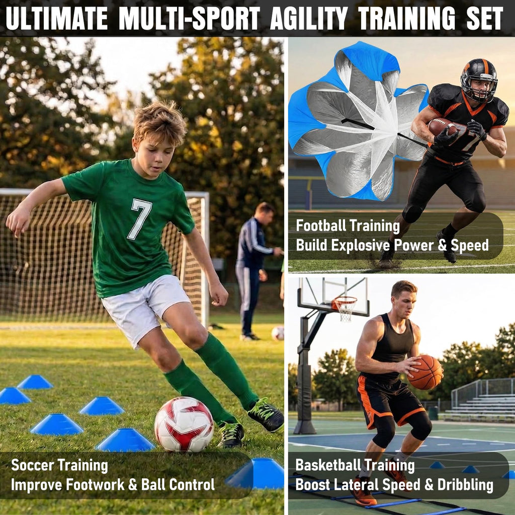 Agility Ladder, Agility Speed Training Equipment Set, 20ft Speed Ladder