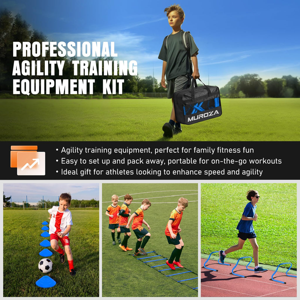Agility Ladder, Agility Speed Training Equipment Set, 20ft Speed Ladder