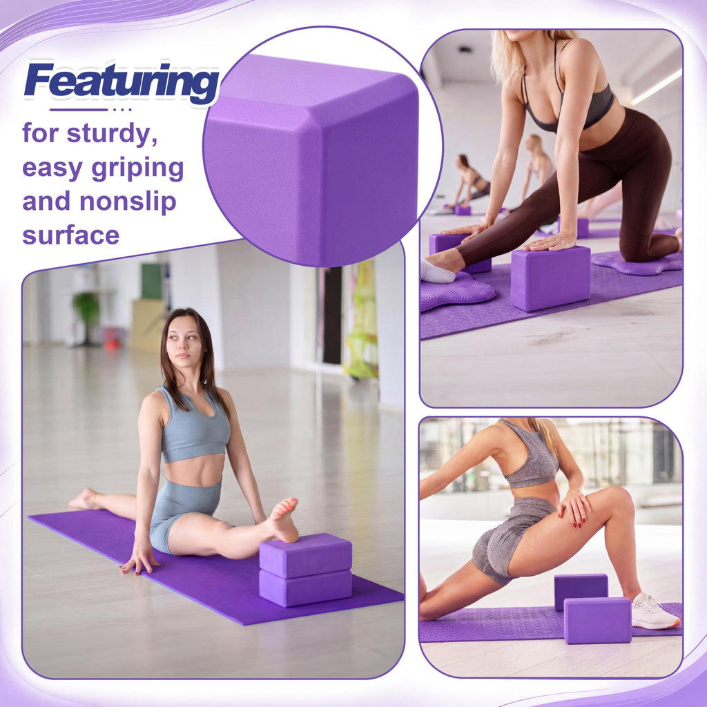 Thenshop 16 Pcs Yoga Blocks and Knee Pads Set for Yoga Pilates Workout