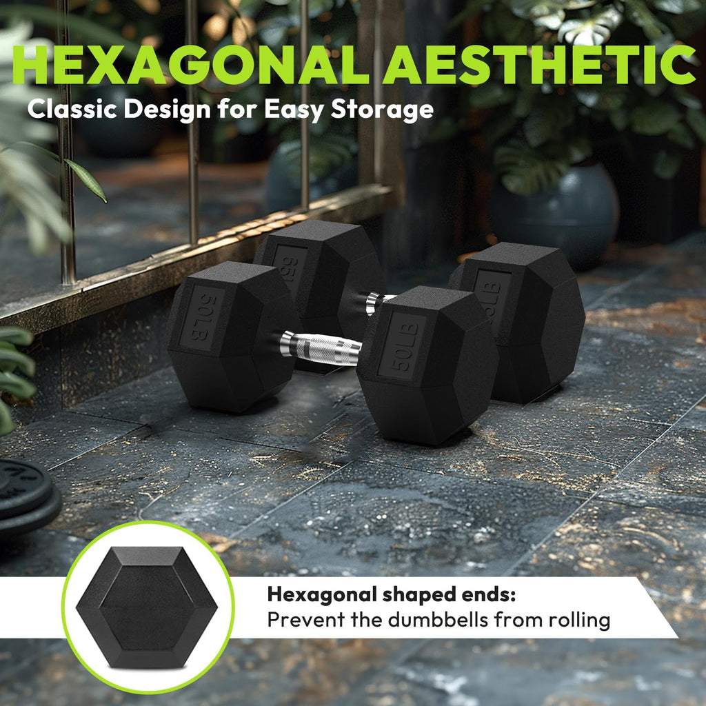 Adjustable Rubber Hex Dumbbell Set