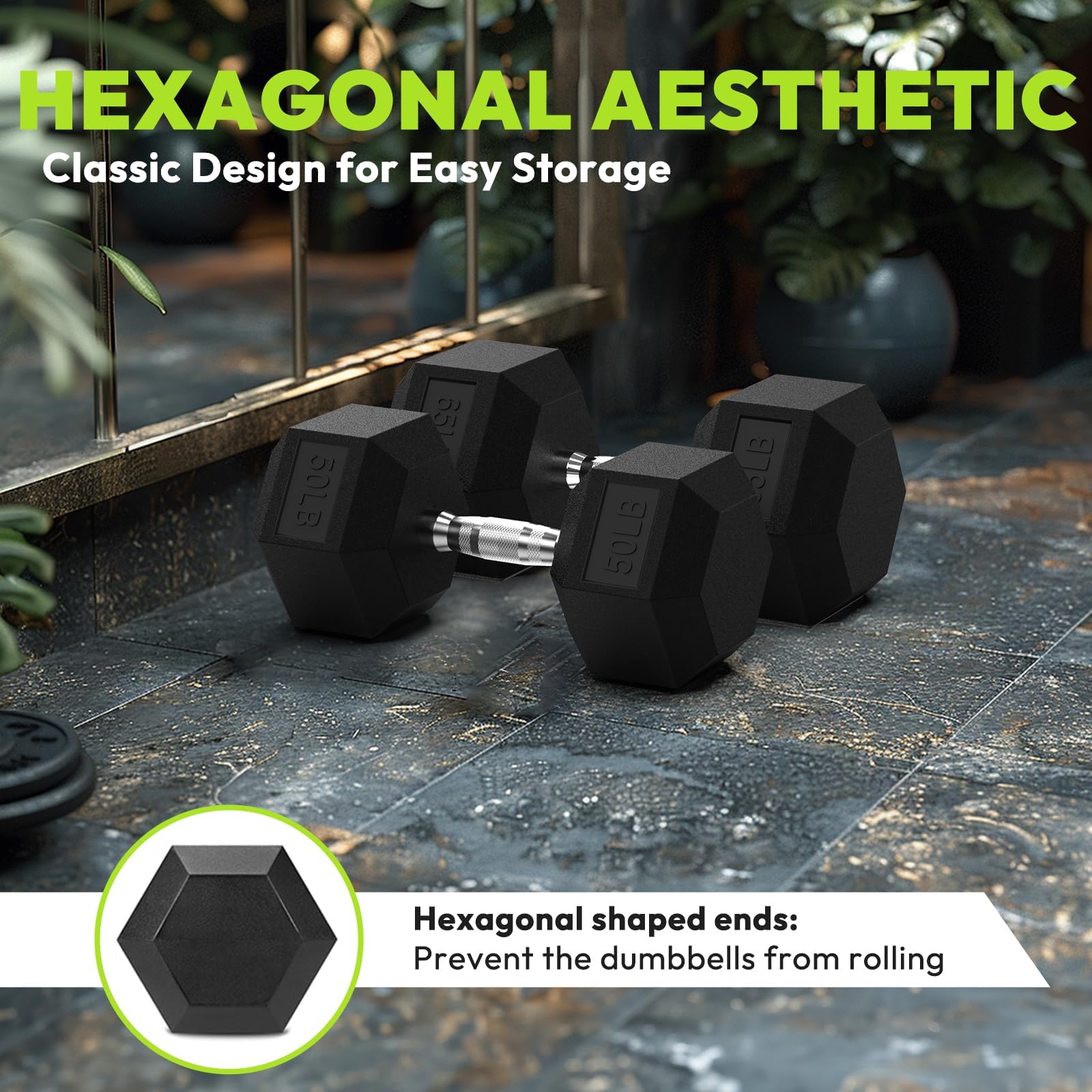 Adjustable Rubber Hex Dumbbell Set