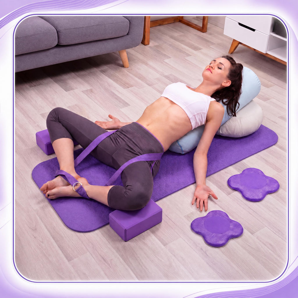 Thenshop 16 Pcs Yoga Blocks and Knee Pads Set for Yoga Pilates Workout