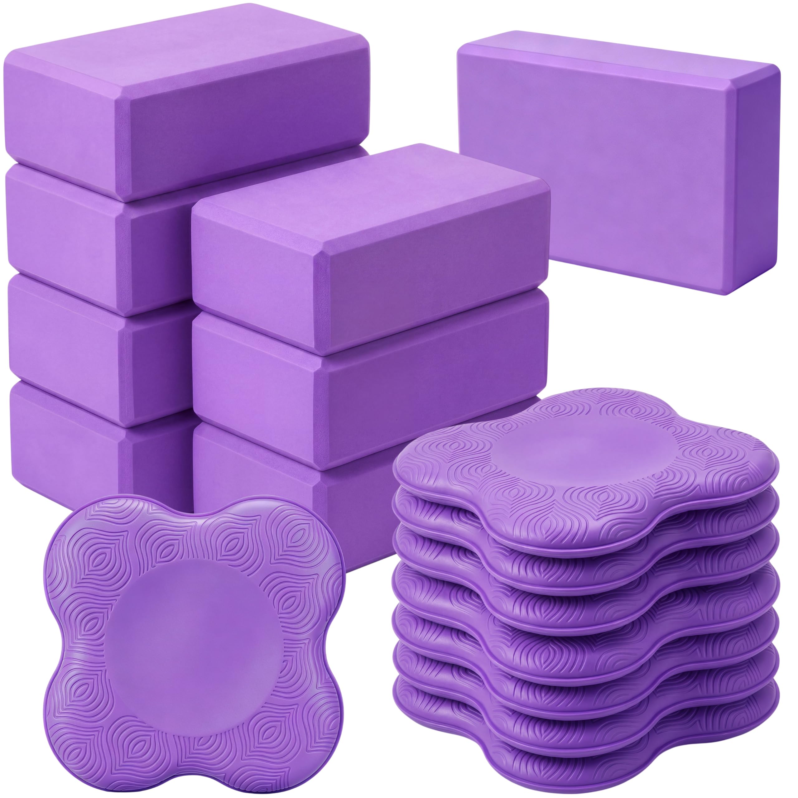 Thenshop 16 Pcs Yoga Blocks and Knee Pads Set for Yoga Pilates Workout