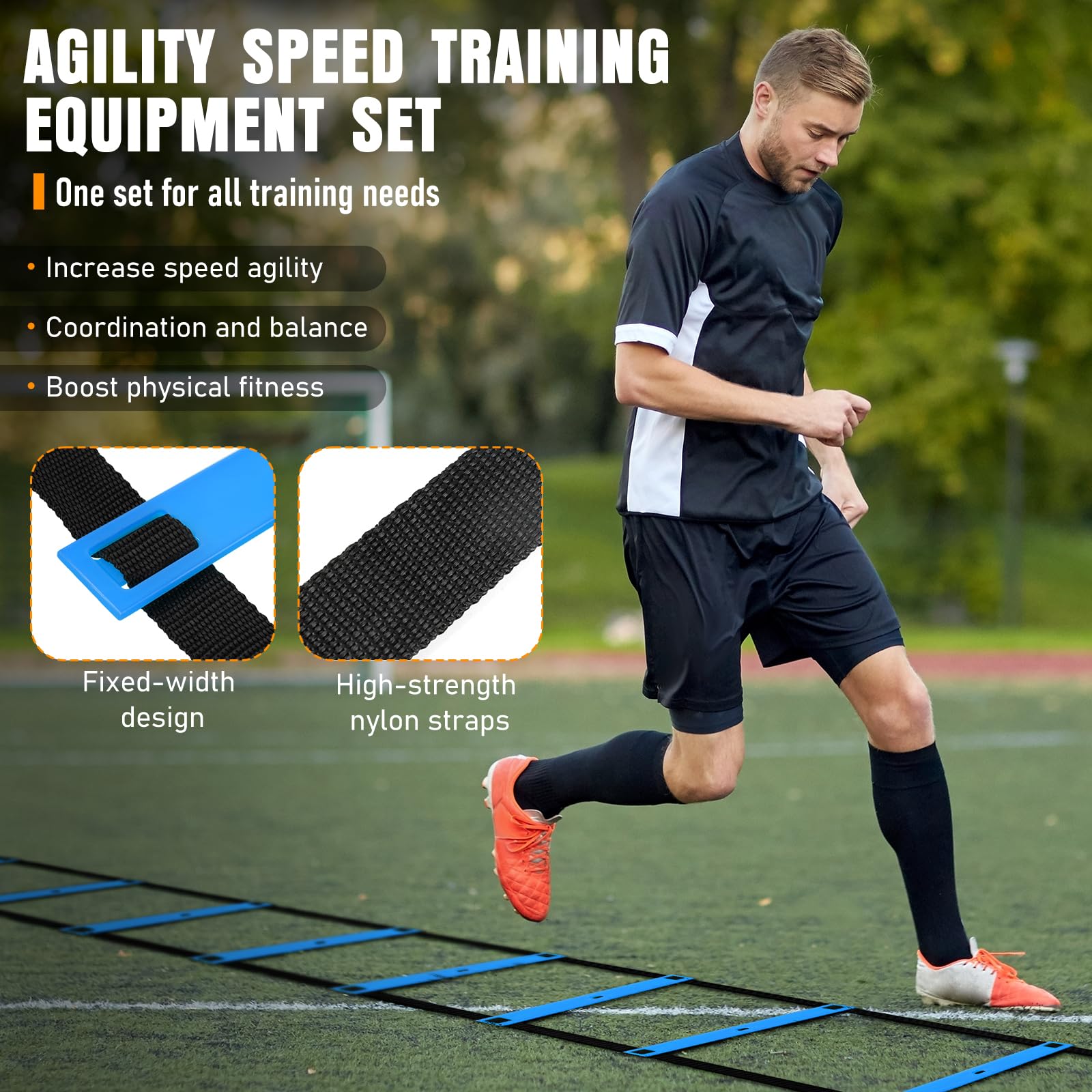Agility Ladder, Agility Speed Training Equipment Set, 20ft Speed Ladder