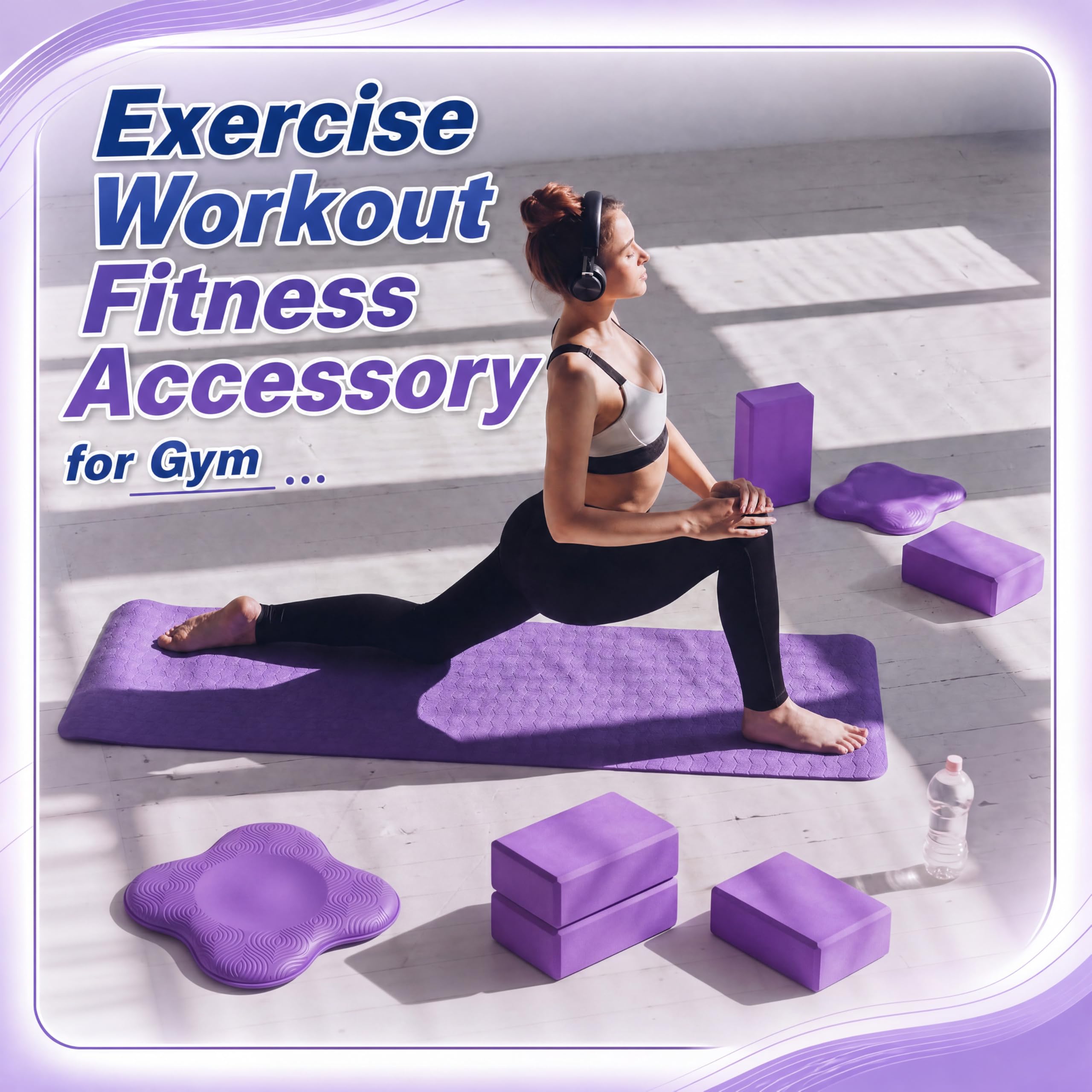 Thenshop 16 Pcs Yoga Blocks and Knee Pads Set for Yoga Pilates Workout