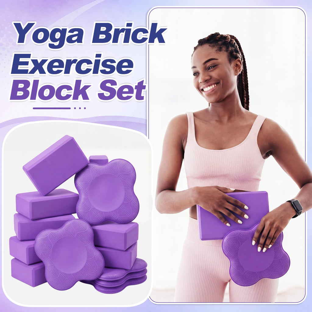 Thenshop 16 Pcs Yoga Blocks and Knee Pads Set for Yoga Pilates Workout