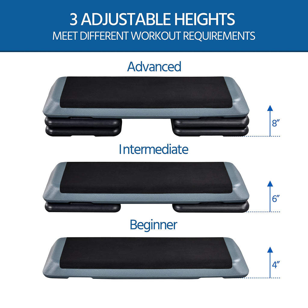 Yaheetech 43in Aerobic Step Platform, 3-Level Adjustable Workout Bench