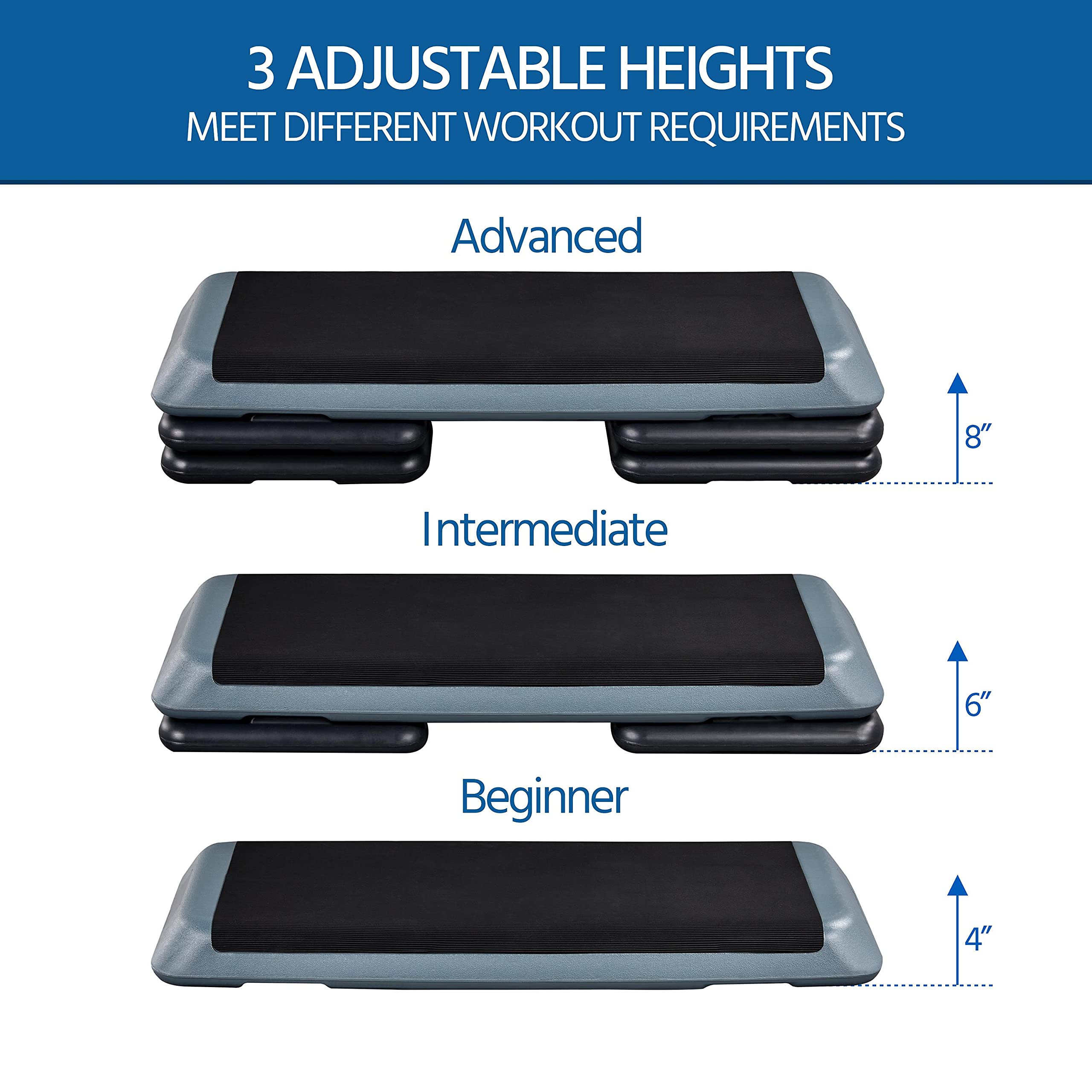 Yaheetech 43in Aerobic Step Platform, 3-Level Adjustable Workout Bench